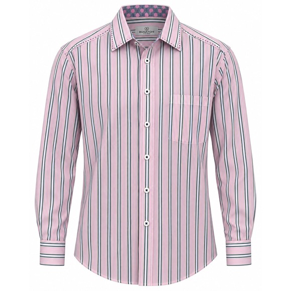 Bugatchi Uomo Other - Bugatchi Uomo Pink White Striped Cotton Long Sleeve Button Down Shirt Mens Large